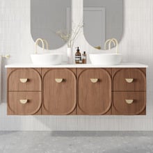 Port 1500mm Wall Hung Double Vanity  with Solid Surface Countertop